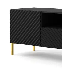 TV stolky ARTBm Tv stolek SURF 150 | 2D1S Provedení: Černý mat / zlaté nohy