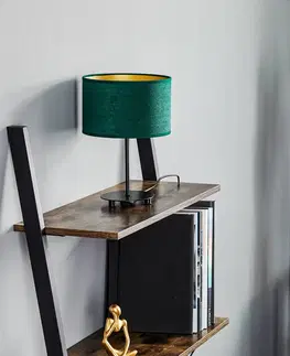 Stolní lampy na noční stolek Duolla Stolní lampa Golden Roller 30cm tmavě zelená/zlatá