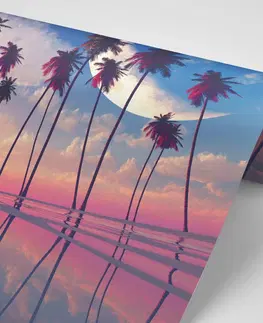 Samolepící tapety Samolepící tapeta západ slunce nad tropickými palmami