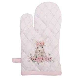 Chňapky Bavlněná dětská chňapka - rukavice s králíčkem Floral Easter Bunny - 12*21 cm Clayre & Eef FEB44K