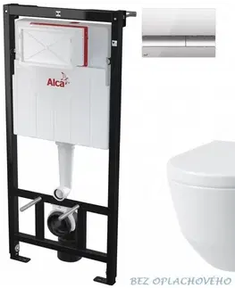 WC sedátka ALCADRAIN Sádromodul předstěnový instalační systém s chromovým tlačítkem M1721 + WC LAUFEN PRO RIMLESS + SEDÁTKO AM101/1120 M1721 LP1