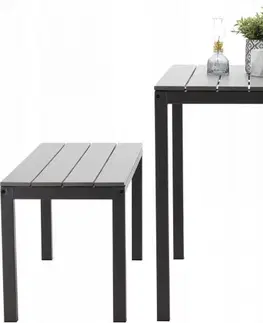 Zahradní nábytek Sestava zahradního nábytku v šedé barvě stůl + dvě lavice