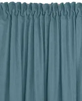 Záclony HOMEDE Závěs MILANA klasická transparentní dračí páska 5 cm s třásněmi 3 cm modrý, velikost 140x300