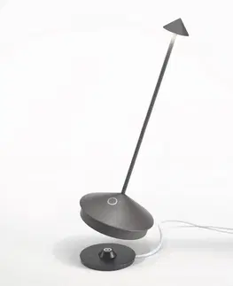 Venkovní osvětlení terasy Zafferano Zafferano Pina 3K dobíjecí stolní lampa IP54 tmavě šedá