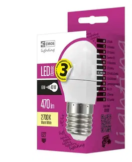 LED žárovky EMOS Lighting EMOS LED žárovka Classic Mini Globe 6W E27 teplá bílá 1525733208