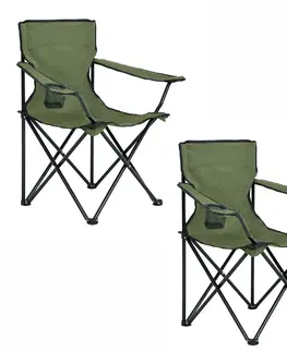 Zahradní židle a křesla Ak furniture Sada 2 kempingových židlí ANTER zelená