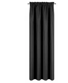 Jednobarevné hotové závěsy Klasický jednobarevný závěs na kolíčky černé barvy 140 x 250 cm