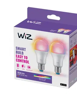 Chytré žárovky WiZ WiZ A60 LED lampa matná WiFi E27 8,5W RGBW sada 2 ks