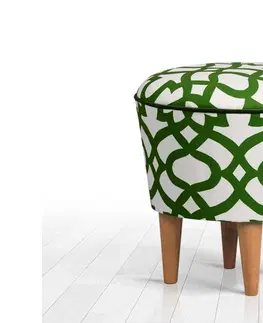 Taburety Sofahouse Designová taburetka Peony zeleno-bílá