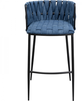 Barové židle KARE Design Čalouněná barová židle Saluti modrá 77cm