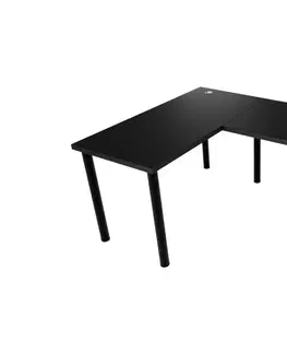 Herní stoly Expedo Počítačový rohový stůl LOOK N s LED, 200/135x73-76x65, černá, levý