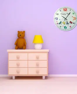 Dětské nástěnné hodiny Dětské nástěnné hodiny bílé barvy se zvířátky