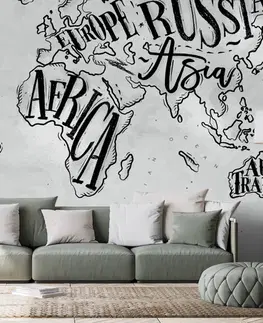 Tapety mapy Tapeta černobílá mapa světa na vintage podkladu