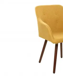 Luxusní jídelní židle Estila Retro žlutá židle Scandinavia s dřevěnými nohami 85cm
