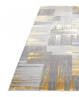 Moderní koberce Moderní šedý koberec do obývacího pokoje se zlatým motivem Šířka: 120 cm | Délka: 170 cm