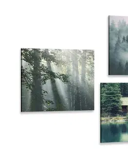 Sestavy obrazů Set obrazů chata v malebných horách