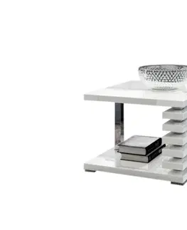 Konferenční stolky Expedo Konferenční stolek GUIDE, 60x50,5x60, bílý lesk
