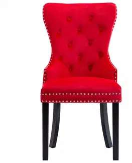 Židle Jídelní židle 2 ks samet / kaučukovník Dekorhome Zelená