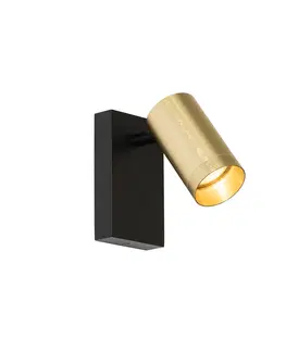 Nastenna svitidla Nástěnné svítidlo černé se zlatým nastavitelným vypínačem - Jeana Luxe