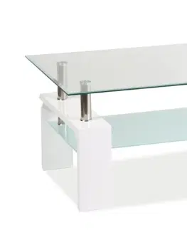 Konferenční stolky Kasvo ISA (LISA) BASIC II konferenční stůl 110x60 (S) sklo / noha barva bílá lakovaná