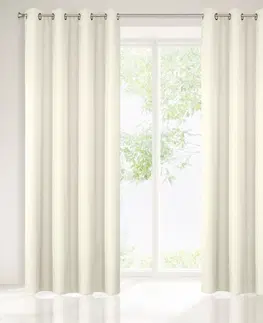 Jednobarevné hotové závěsy Krémový jednobarevný závěs na okno 140 x 250 cm