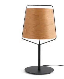 Designové stolní lampy FARO STOOD černá a dřevěná stolní lampa