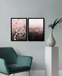 Obrazy Wallity Sada nástěnných obrazů Rosalis 36x51 cm 2 ks růžová