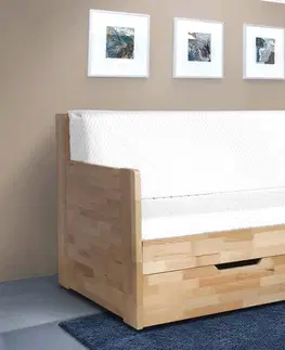 rozkládací Rozkládací postel s úložným prostorem GABRIEL s područkami, masiv buk