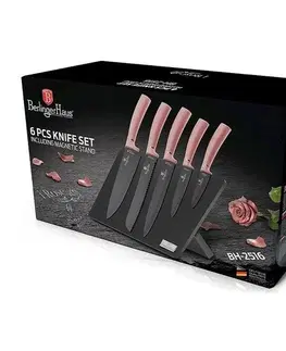 Kuchyňské nože Berlinger Haus 6dílná sada nožů s magnetickým stojanem I-Rose Edition