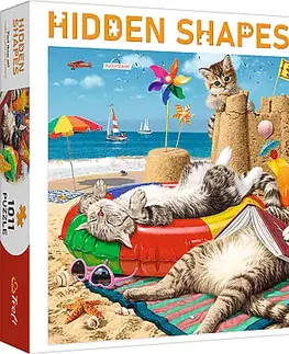 Hračky puzzle TREFL - Puzzle 1000 Hidden Shapes - Kočky na pláži