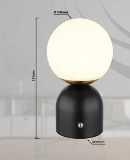 Stolní lampy Globo Stolní lampa Julsy LED s dobíjením, černá, výška 21 cm, kov, CCT
