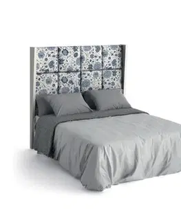 Luxusní a stylové postele Estila Moderní luxusní postel Sajonia z masivního dřeva s čalouněným čelem a rámem na matraci 135/150 / 180cm