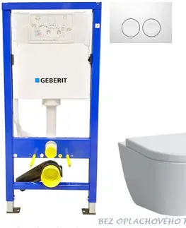 WC sedátka Geberit Duofix tlačítko DELTA21 bílé WC LAUFEN PRO RIMLESS + SEDÁTKO 458.103.00.1 21BI LP1