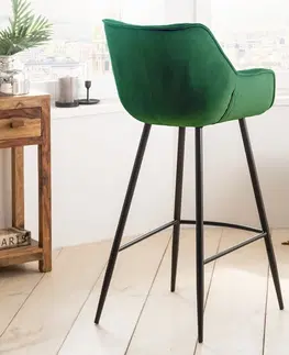 Barové židle LuxD Designová barová židle Kiara smaragdový samet