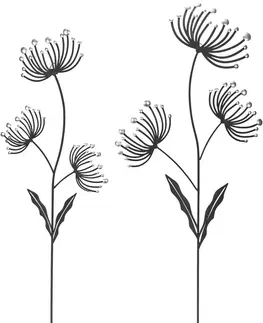 Květináče a truhlíky Nástěnné kovové dekorace Květiny, sada 2 ks