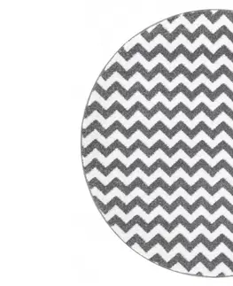 Koberce a koberečky Dywany Lusczow Kulatý koberec SKETCH JACK šedý / bílý - Cikcak, velikost kruh 140