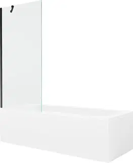 Vany MEXEN/S Vega obdélníková vana 150 x 70 cm s panelem + vanová zástěna 80 cm, transparent, černá 550115070X9508000070