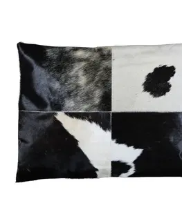 Dekorační polštáře Bílo-černý kožený polštář s výrazným stehem Stitch Cow -  45*60*15 cm Mars & More HGKDKZ