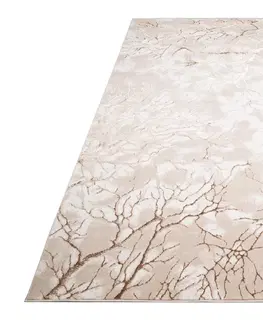 Moderní koberce Jednoduchý moderní koberec béžový s hnědým motivem