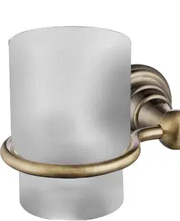 Koupelna SAPHO DIAMOND dvojitý držák skleniček, mléčné sklo, bronz 1318-05