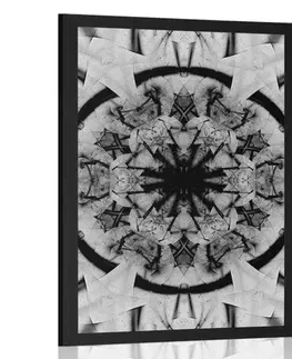 Černobílé Plakát abstrakce Mandaly v černobílém provedení