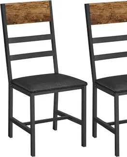 Židle SONGMICS Sada 2 jídelních židlí Vasagle Kepulo hnědá/černá