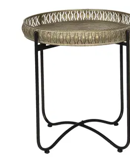 Konferenční stolky Retro kovový odkládací stolek s patinou - Ø 49*52 cm Clayre & Eef 6Y4031