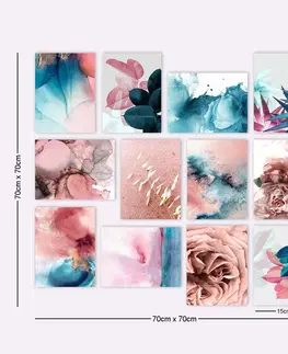 Obrazy Wallity Sada obrazů FLOWERS 70 x 70 cm 12 kusů