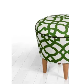Taburety Sofahouse Designová taburetka Peony zeleno-bílá - Skladem