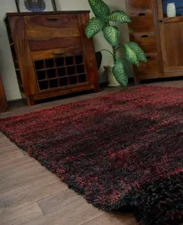 Koberce a koberečky Dywany Lusczow Kusový koberec SHAGGY NARIN černo-červený, velikost 200x290