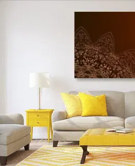 Obrazy Feng Shui Obraz moderní prvky Mandaly v odstínech hnědé