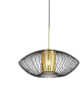 Zavesna svitidla Designová závěsná lampa zlatá s černou 60 cm - Dobrado