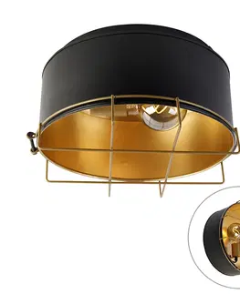 Stropni svitidla Industriální stropní svítidlo černá se zlatou 35 cm - Barril