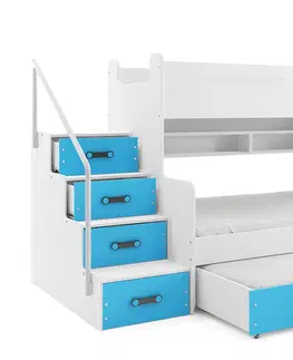 Postele BMS Dětská patrová postel s přistýlkou MAX 3 Barva: Modrá